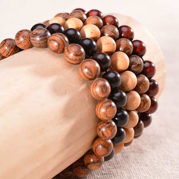 Set of 5 Natural Wood bracelets - Picture 2 of 4
